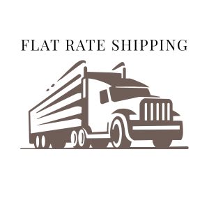 Truck icon with 'Flat Rate Shipping' text on a white background