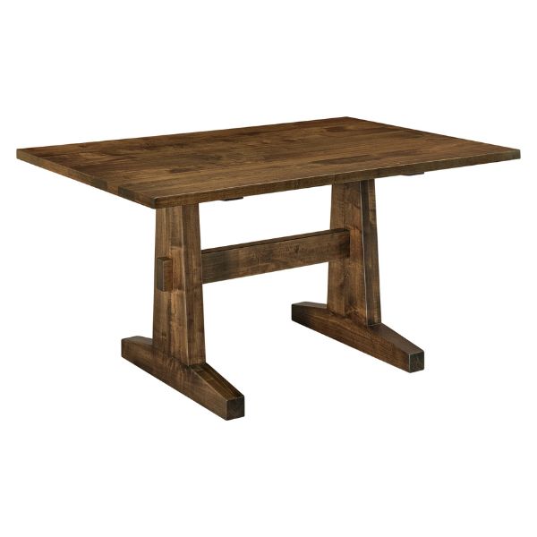 Wooden table with a rustic design on a white background