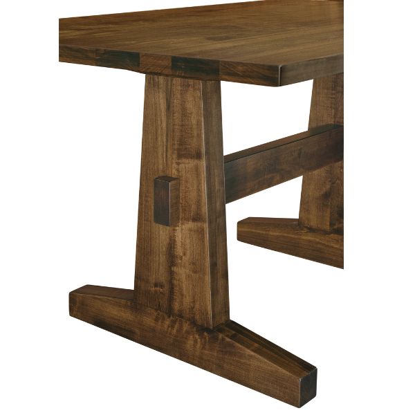 Wooden table with a rustic design on a white background