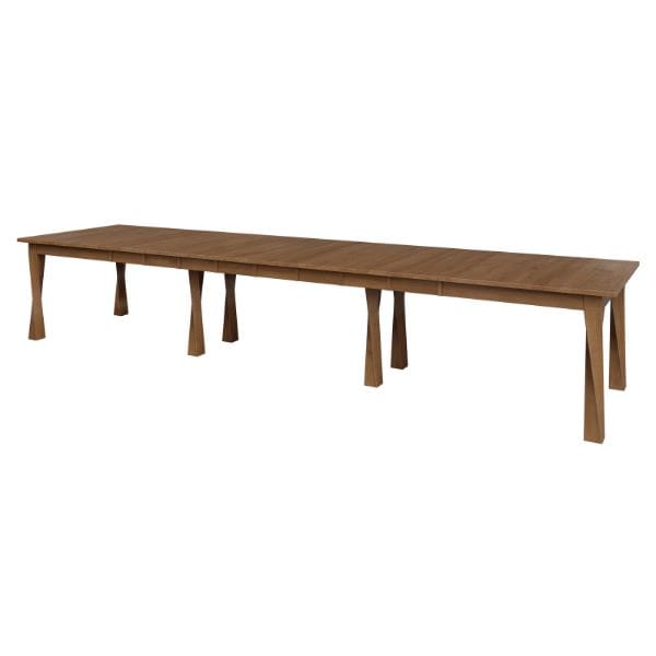 Wooden dining table on a white background
