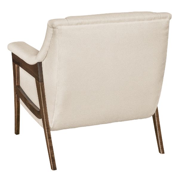 beige chair with dark brown wood 