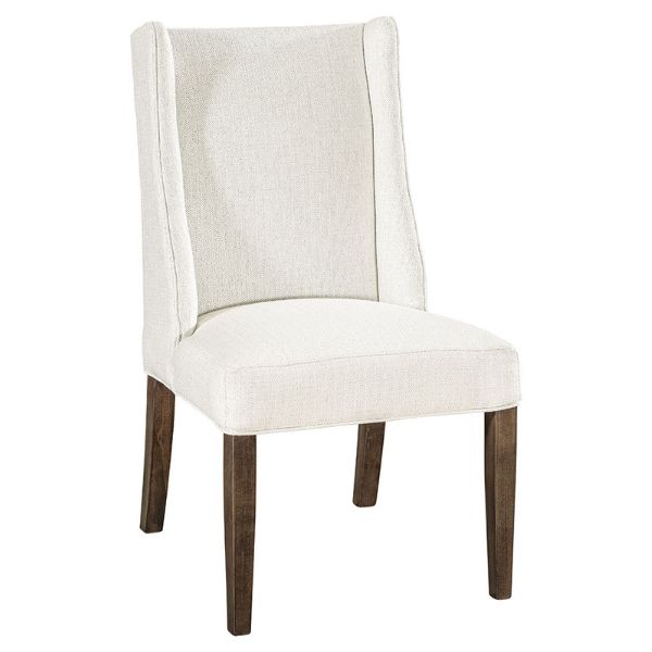 white chair with dark wood chairs