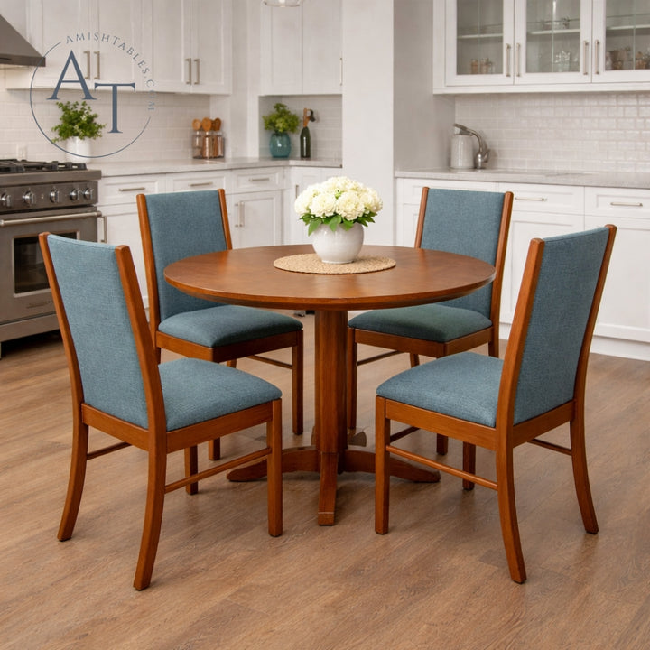 Dining table with four chairs in a kitchen setting