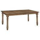 Wooden dining table on a white background