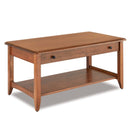 living room table that is brown and has black knobs