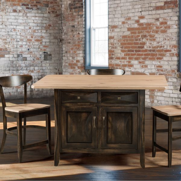 dark wooded table with chairs