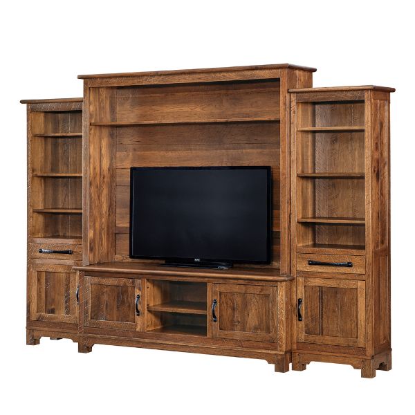 brown wood media wall