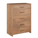 Wooden dresser with four drawers on a white background