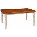 Wooden table with white legs on a white background