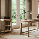 light wooden desk and side table