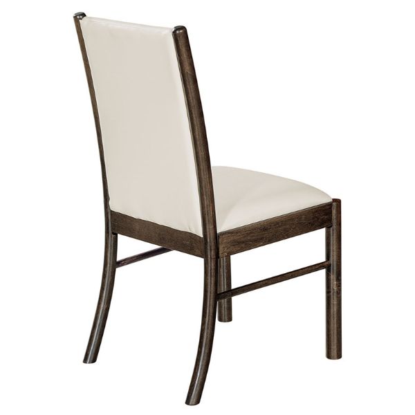 white chair and dark wood 