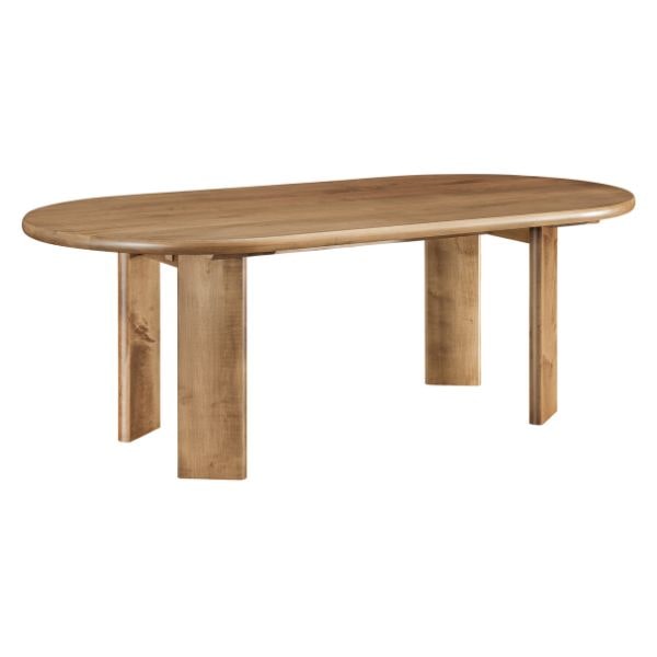 Wooden dining table on a white background