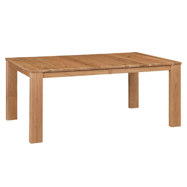Rectangular dining table made of wood with visible grain, in a natural finish, with four visible legs.