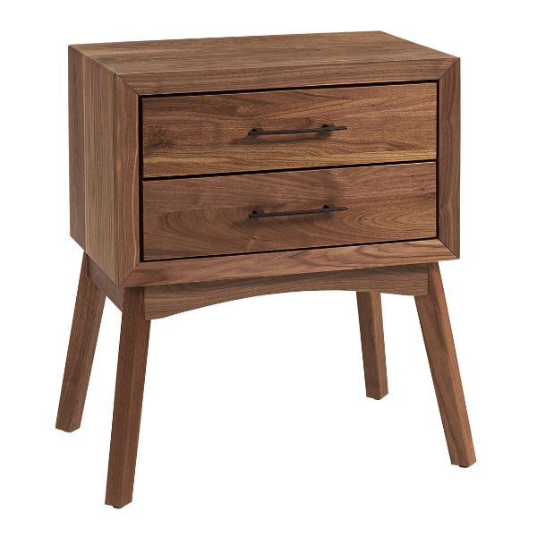 a dark wooden nightstand