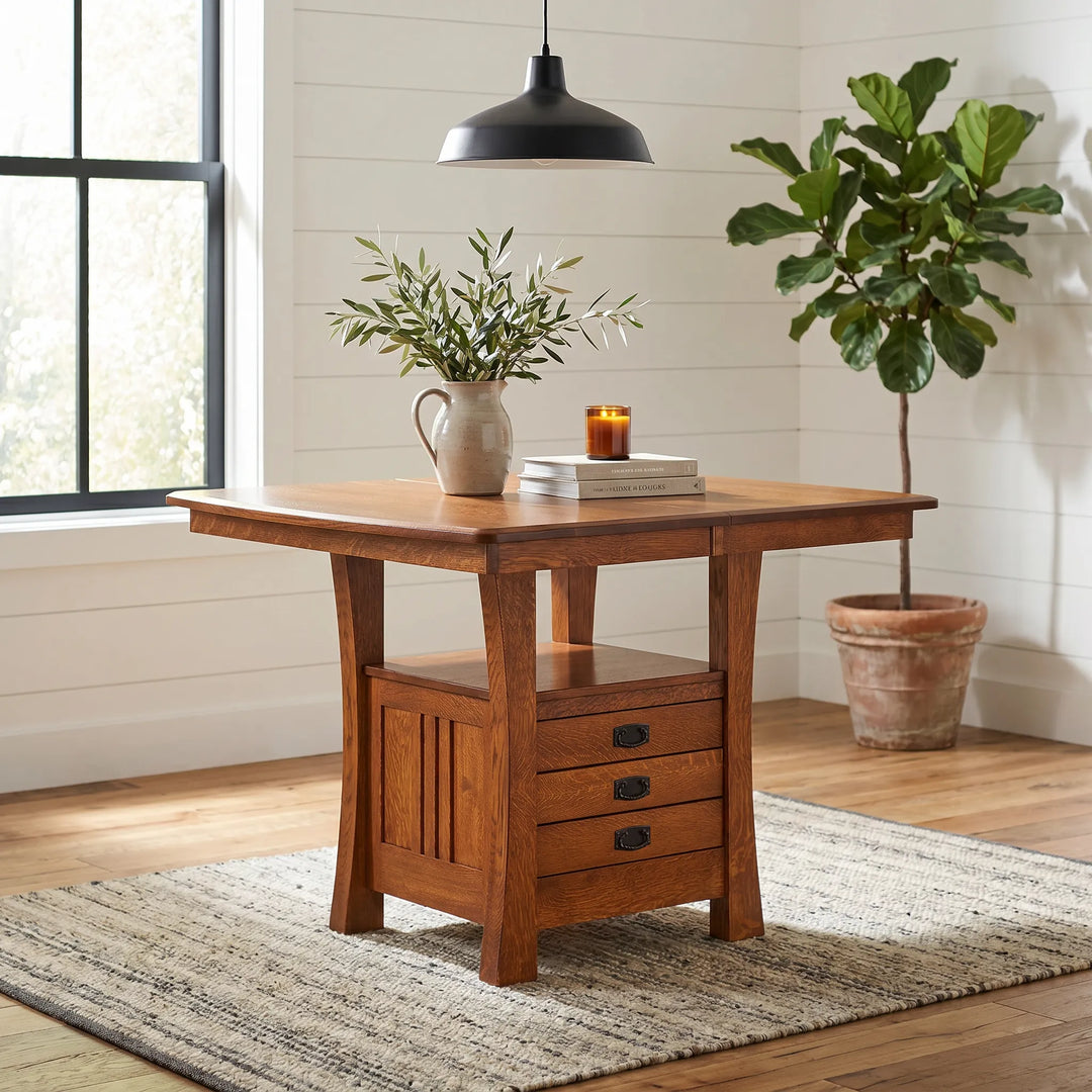 Arts and Crafts Cabinet Pub Extension Table