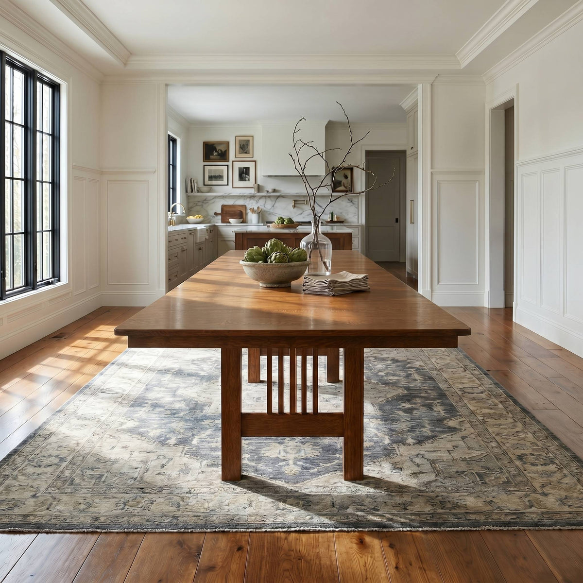 Hartford Trestle Extension Table, Amish Made Solid Wood Dining Table