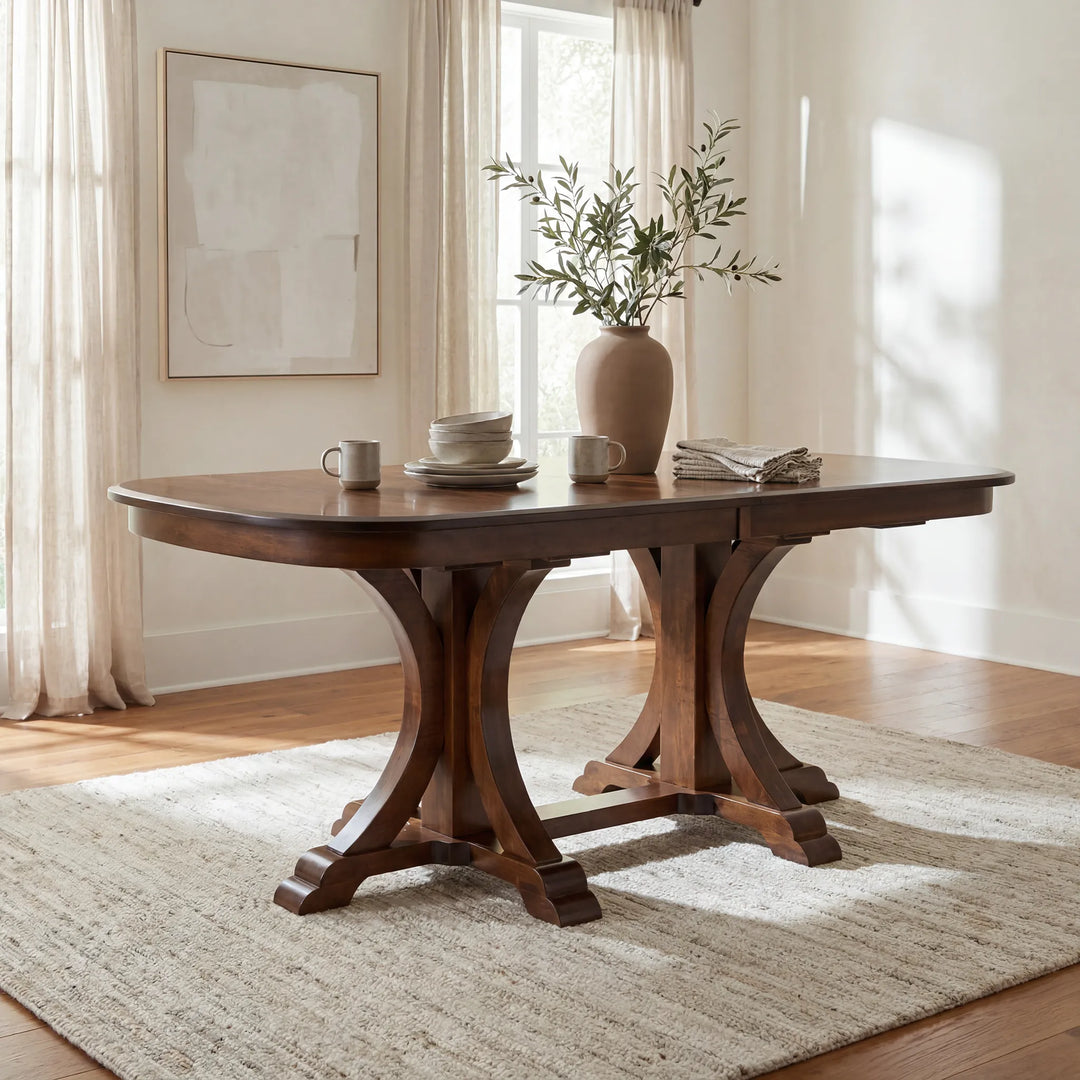 Granite Double Pedestal Extension Table