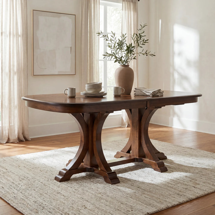 Granite Double Pedestal Extension Table