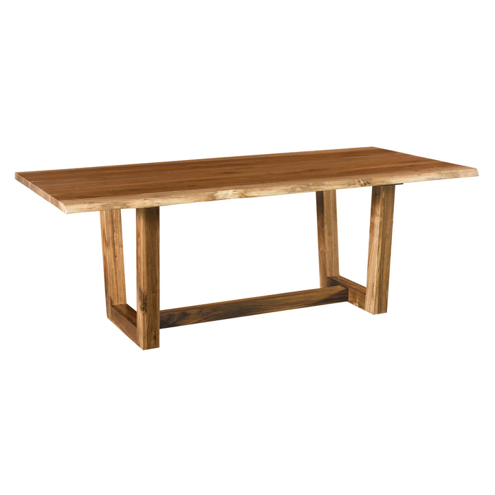 Laport Trestle wooden dining rustic live edge trestle table on a white background