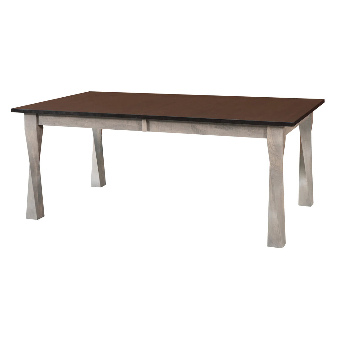 Lexington Amish Contemporary Dining table with brown top and light gray legs on a white background
