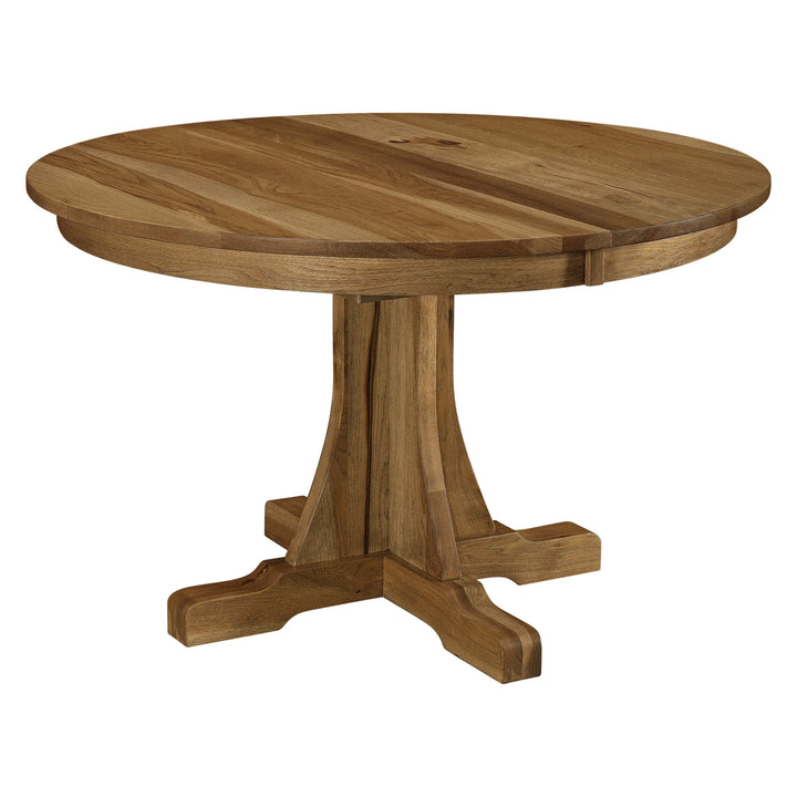 amish tables solid wood round hickory pedestal dining table 