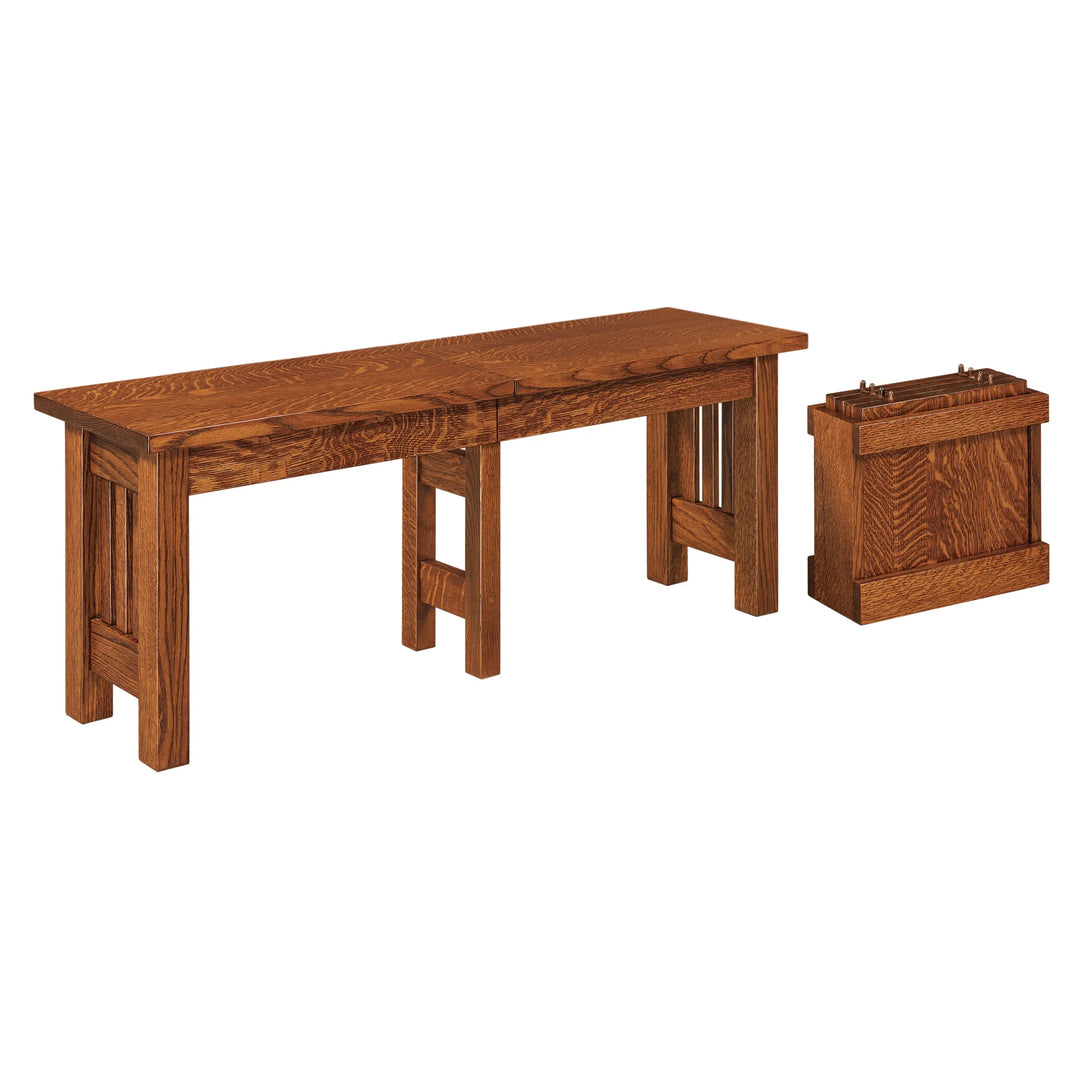 Amish solid wood quarter sawn white oak expandable mission dining bench