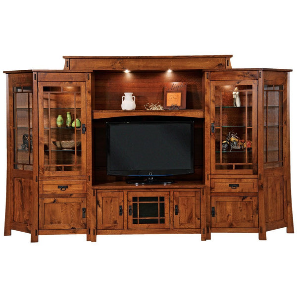Modesto Media Wall Unit With Angled Side Cabinets - Amish Tables
 - 1